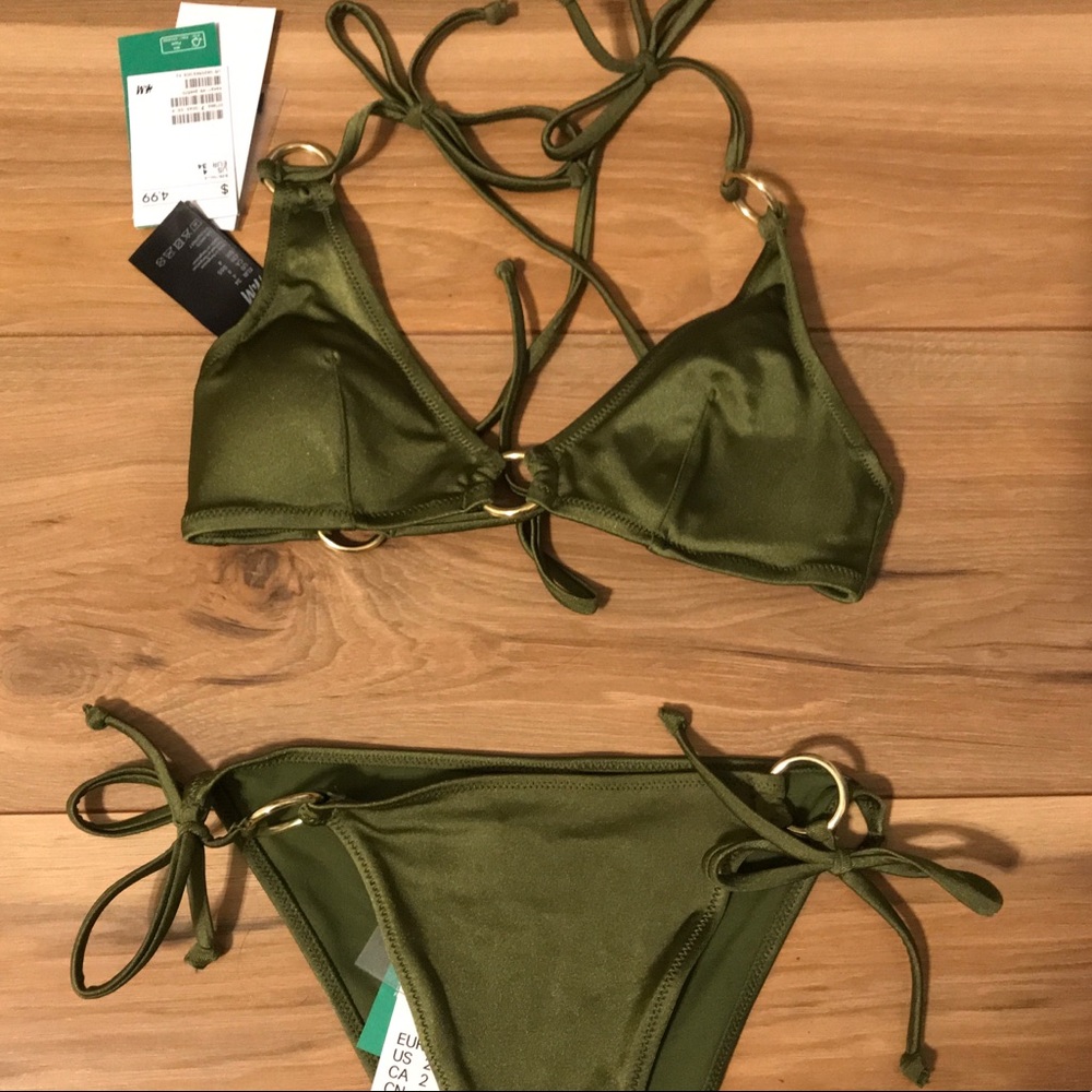 NWT H&M green and gold bikini